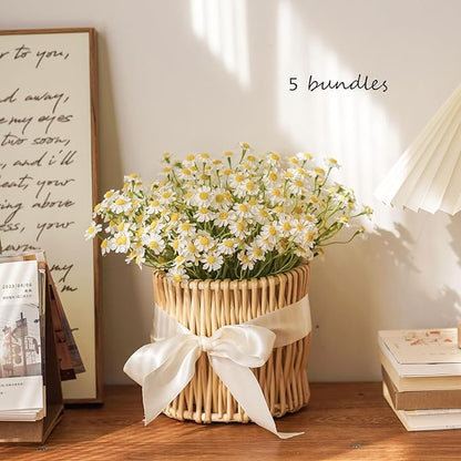Small White Daisy Flowers Artificial,6 Bouquet/36Pcs 10 Inch Fake Daisies,Cute Spring Wildflowers for Centerpiece Table Decor