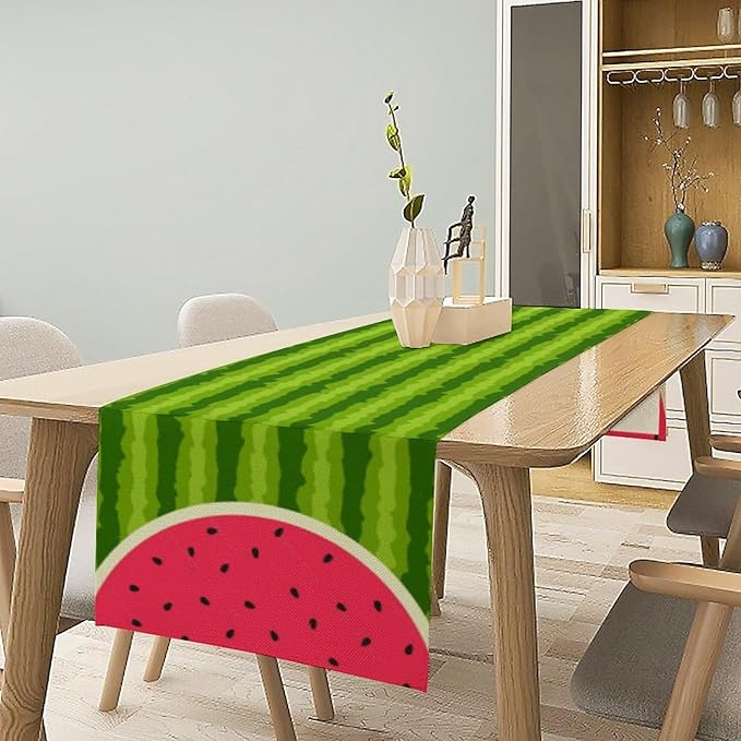 Watermelon Table Runner,Summer Fruit Tropical Birthday Party Decoration Dining Room Home Kitchen Table Decor 13 x 60Inches