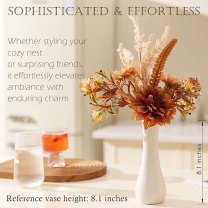 Fake Flower Bouquet, Faux Flower Arrangement for Decorating Kitchens, Bedrooms, Bathrooms, Realistic Artificial Flowers Made of Silk & Plastic, Floral Decoration with Dahlia & Small Blossoms