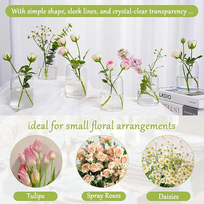 Small Glass Flower Vases, Set of 20 Clear Bud Vases for Centerpieces Mini Vase Bulk for Flowers for Wedding Birthday Party Housewarming Valentines' Day Table Centerpiece Decor