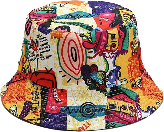 Bucket Hat for Women Men, Cotton Reversible Double Side Wear Sun Hats Beach Fisherman Hat