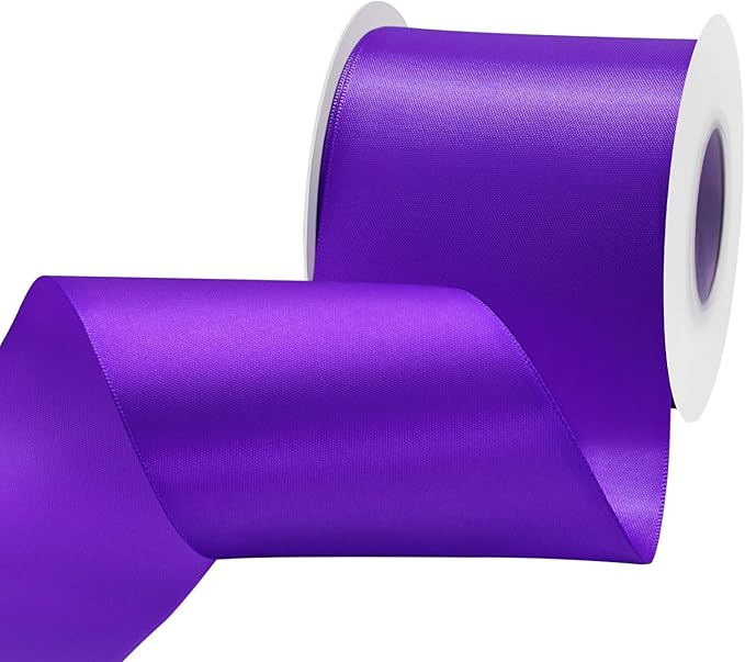 Purple Satin Ribbon 3 inch X 15 Yards Polyester Ribbon for Gift Wrapping Very Suitable for Weddings Party Hair Bow Invitation Decorations and More