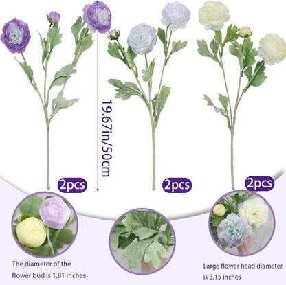 6 Pcs Artificial Flowers Silk Peony Rose Single Stem Artificial Flowers Faux Peony Bouquet Floral Arrangements Bundle Fake Flowers Bulk for Table Centerpiece Wedding Farmhouse Home