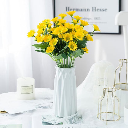 Artificial Daisy Flowers, Artificial Fake Silk Flowers Plants, DIY Garden Craft Art Decor, Decorations Plastic Floral Table Centerpieces for Home Party Décor, 4 Beams