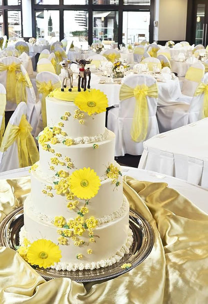 IPOPU Daisy Flowers Artificial,20PCS Yellow Gerbera Daisy Artificial Flowers Fake Daisies for Wedding Party Office Home Decorations(Yellow)