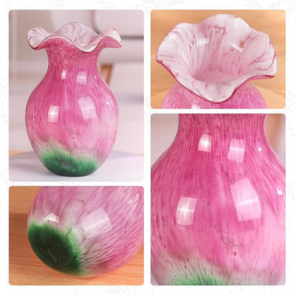 KAMMAK Colored Glass Vase, Beautiful Hand Blown Decorative Vase, Modern Art Vase for Flower Mantle Dining Table Centerpiece, Entryway Living Room Wedding Decoration, FH006