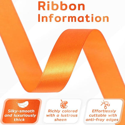 60 Yards Orange Satin Ribbon 7/8 Inch, Solid Polyester Fabric Ribbon for Gift Wrapping, Crafts, Flower Bouquet, Wedding, Baby Shower, Festival, Christmas, Halloween