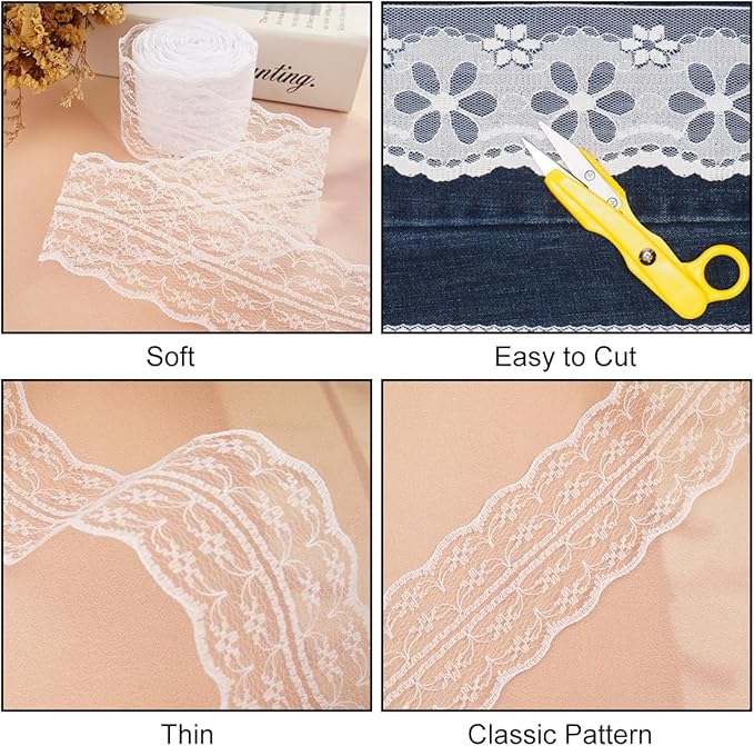 80 Yards Black Lace Trim Ribbon,8 Rolls Crochet Sewing Assorted Patterns Vintage Floral Lace Ribbons for Sewing DIY,Gift Wrap,Scrapbooking, Bridal Shower Wedding Decor, 10 Yards Each Roll