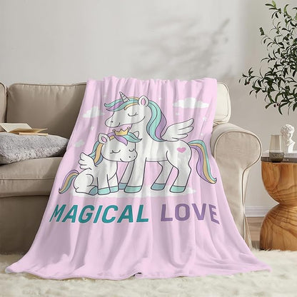Unicorn Blanket Cute Unicorn Throw Blanket Magical Love Soft Cozy Fleece Fuzzy Stuffed Plush Flannel Animal Gifts for Girls Women Boys Kids Adults 40''x50''
