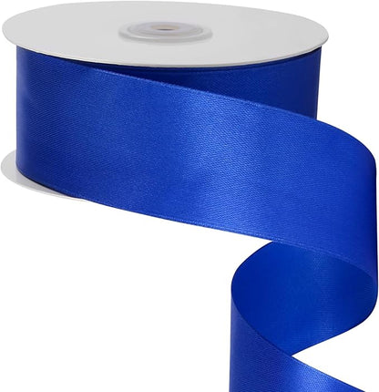 LIYAXI 1-1/2 Inches 50 Yards Blue Satin Ribbon, Solid Fabric Ribbon Roll for Flower Bouquets, Gift Wrapping, Wedding, Handmade Crafts