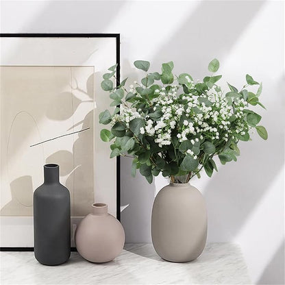 Beferr 5pcs Eucalyptus Stems & 6pcs Babys Breath Artificial Flowers Faux Greenery Bouquets for Wedding Table Centerpiece Home Decor