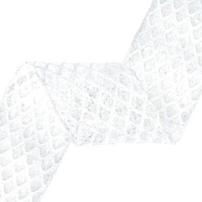 VATIN 4" White Christmas Ribbon, White Glitter Mesh Diamond Web Sequin Dots Wired Christmas Ribbon for Gift Wrapping Bow Making Wreath Supply-10 Yards