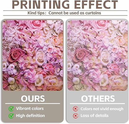 8x4ft Vinyl XMJJKUF Pink Floral Backdrop Flower Colorful Wedding Ceremony Girls Bridal Shower Background Birthday Party Decortaions Banner Portrait Photo Shoot Props