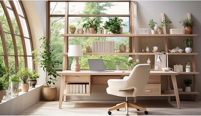 Office Backdrop for Video Conference Modern Business Home Office Work Place Background Indoor Green Plants Leaves Tranquil Work Environment for Live Video Zoom Calls Photo Portrait Prop 20x10ft