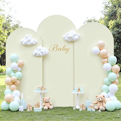 Sage Green Beige Arch Backdrop Cover 7.2FT 6.6FT 6FT Wedding Arch Covers Set of 3 Spandex Fitted Fabric Backdrops Double-Color Arch Covers Stretchy Backdrop for Party Baby Shower Birthday Decoration