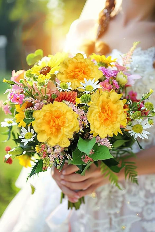 Yellow Carnations Artificial Flowers 15PCS Carnations Flowers Silk Flowers 21.25in Fake Flowers for Wedding Home Table Centerpieces Floral Arrangements(Yellow)