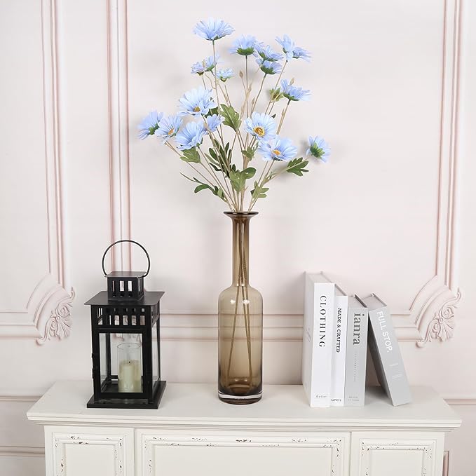 Light Blue 6Pcs Artificial Daisy Flowers 36 Heads 29.52” Long Stem Fake Wild Flowers for Room Home Decor Bath Party Wedding Garden Tall Vase Arrangement(Light Blue)