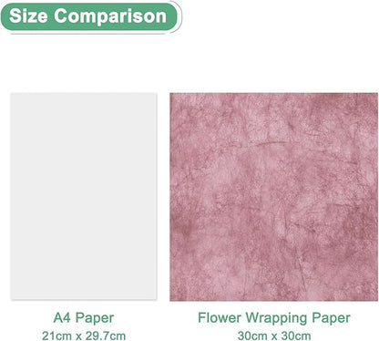 M METERXITY 38-Sheet Korean Cotton Wrapping Flower Paper, 11.8 Inch Waterproof Floral Wrapping Cotton Paper for Bouquets/Gift Packaging [Dark Pink]