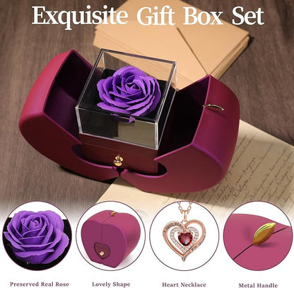Preserved Purple Real Rose, Gifts for Mom, Wife, Girlfriend, Women, Her on Mothers Day, Birthday, Anniversary, Thanksgiving, Christmas, Valentines Day