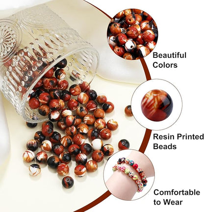 100 PCS 10mm Resin Beads Bulk for Bracelet Making Kit, Brown Coffee Color Round Loose Beads for Jewelry Earring Necklace Rings Art Craft DIY Projects