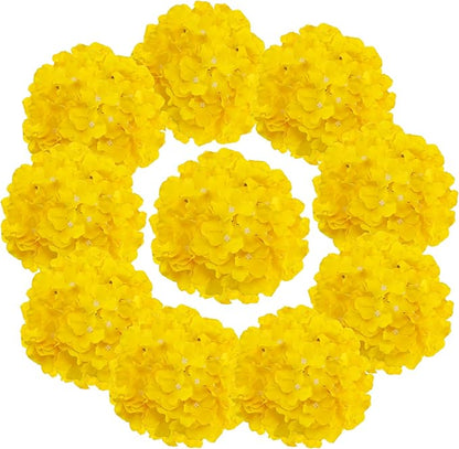 Fake Yellow Hydrangea Artificial Flowers - Faux Silk Hydrangeas Flowers Heads with Stems Real Touch for Home Wedding Party Table Decor(Yellow,Pack of 10)