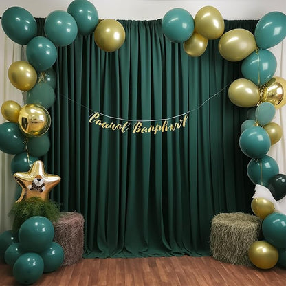 Hunter Green Backdrop Curtain-Wrinkle-Free Polyester Fabric Green Photography Curtains for Wedding Party Photo Background Decorations- 24 X10FT (Hunter Green)