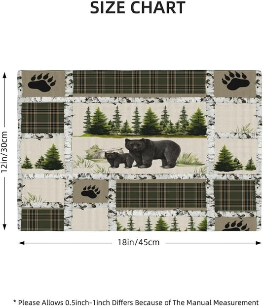 Forest Bear Moose Place Mats Set of 4 Pine Tree Wild Animal Kitchen Dining Table Mat for Indoor Outdoor Decorations 12 X 18 Inch 4 PCS, Style-19