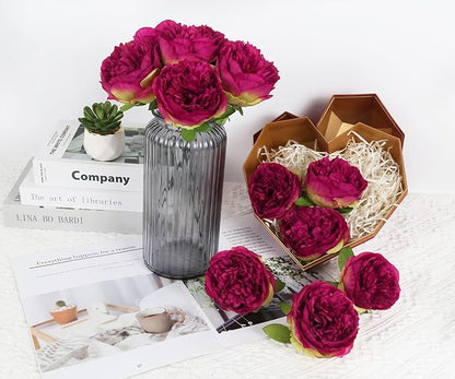 Artificial Peonies 16pcs Artificial Flowers Peony Silk Flower Heads with Stem Purple Fake Flowers Peonies Faux Flowers Realistic Flowers for Home Wedding Party Festival Decor (Purple)