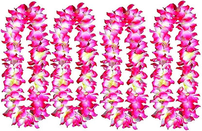 ALIMITOPIA Hawaiian Hula Leis Dance Wreath Garland Artificial Flowers Fabric Neck Loop for Luau Party Costumes (Pink;4pcs)