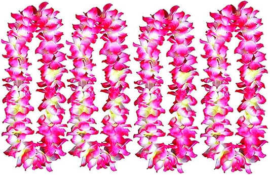 ALIMITOPIA Hawaiian Hula Leis Dance Wreath Garland Artificial Flowers Fabric Neck Loop for Luau Party Costumes (Pink;4pcs)