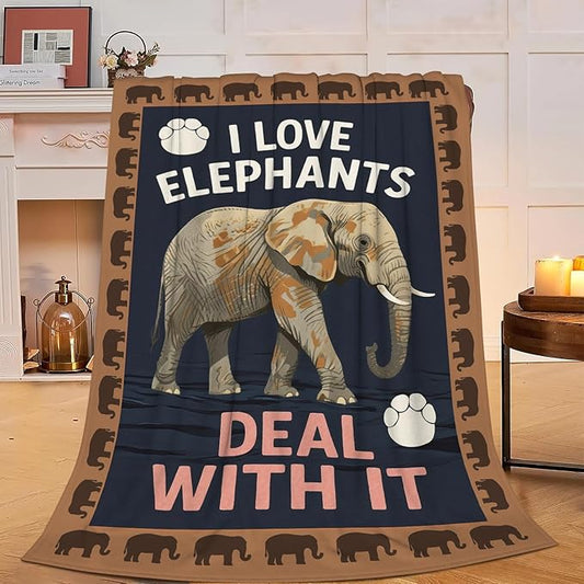 Elephant Blanket Elephants Throw Blanket Animal Soft Cozy Fleece Fuzzy Stuffed Plush Flannel Gifts for Girls Women Boys Kids Adults 50"X60"