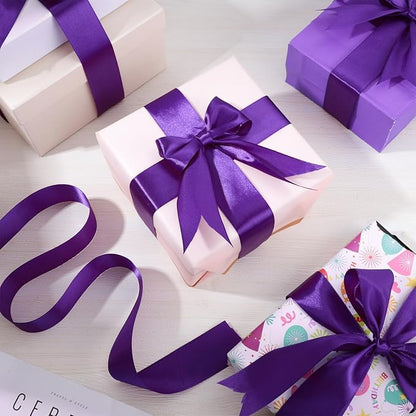 Purple Ribbon 1 1/2 Inch 60 Yards Purple Satin Ribbon Halloween Ribbons for Fall Decor Bows Crafts Flower Bouquet Wedding Christmas Decorations