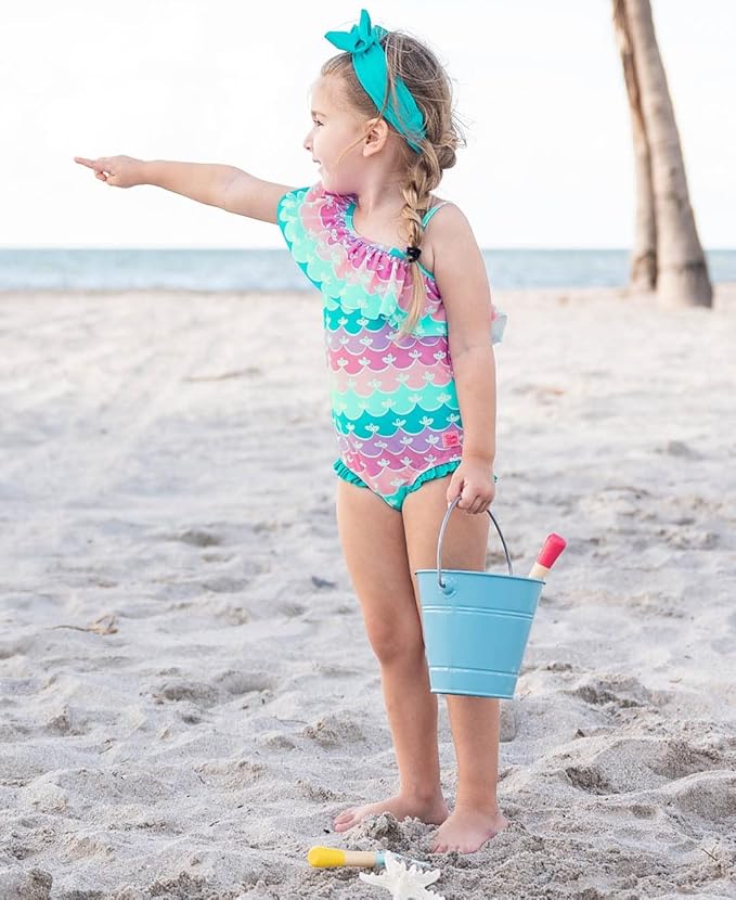 RuffleButts® Baby/Toddler Girls Ruffle Strap One Piece Swimsuit w/UPF 50+ Sun Protection