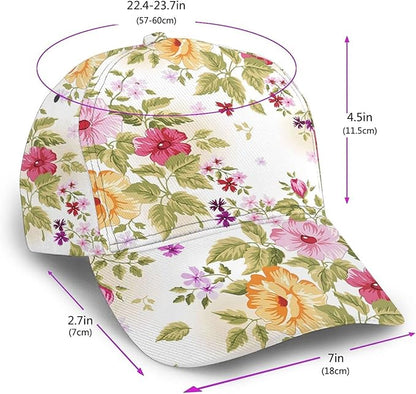 Floral Baseball Cap for Women Fashionable Adjustable Dad Hat Low Profile Running Hat for Summer Sporting Working Hiking