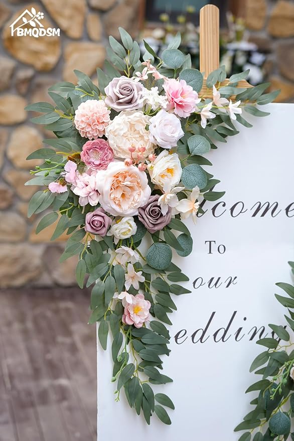 Faux Flowers Wedding Arch Flowers Kit(Pack of 2) for Wedding Decor Ceremony and Reception Backdrop Decoration (Dark Pink)