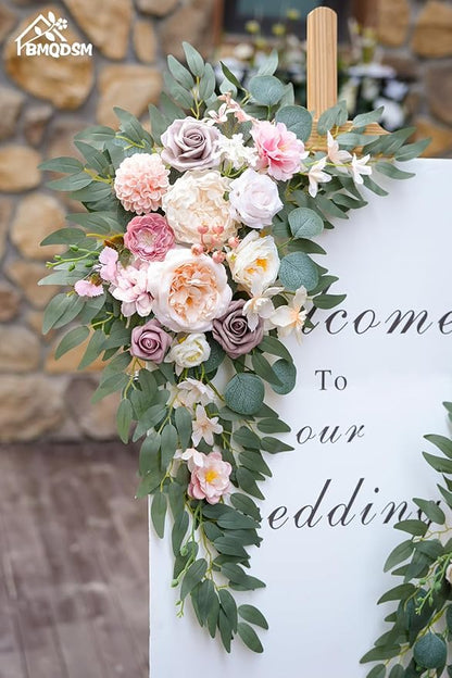 Faux Flowers Wedding Arch Flowers Kit(Pack of 2) for Wedding Decor Ceremony and Reception Backdrop Decoration (Dark Pink)