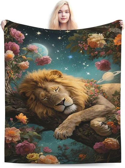Lion Blanket Lion Throw Blanket Animal Soft Cozy Fleece Fuzzy Stuffed Plush Flannel Gifts for Girls Women Boys Kids Adults 60"X80"