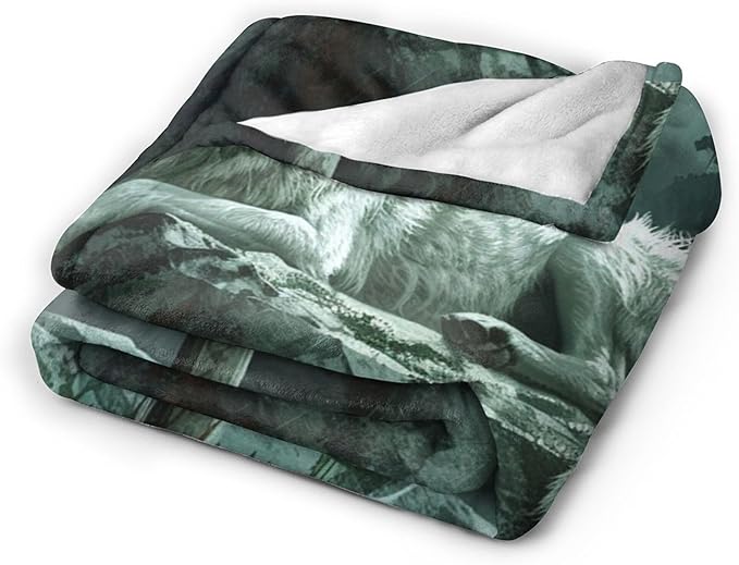 Wolf Christian Throw Blanket for Women Men Adults - Soft Warm Cozy Fleece for Couch Sofa Bed - Wolf Gifts and Decor - 60"x50"
