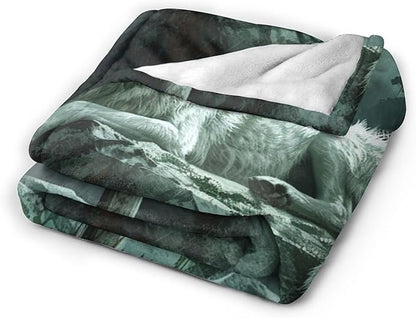 Wolf Christian Throw Blanket for Women Men Adults - Soft Warm Cozy Fleece for Couch Sofa Bed - Wolf Gifts and Decor - 60"x50"