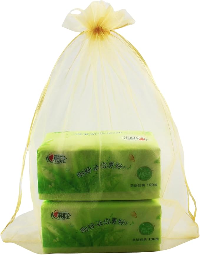 QIANHAILIZZ 50 Pack 12 x 16 Inch Drawstring Jewelry Gift Organza Bags Plant Covers Plants Protection Bag D5B (A-GOLD)