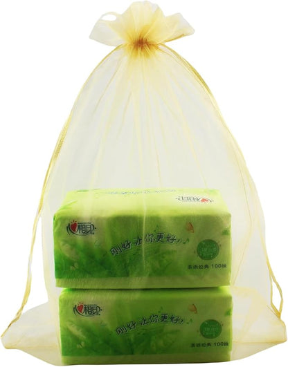 QIANHAILIZZ 50 Pack 12 x 16 Inch Drawstring Jewelry Gift Organza Bags Plant Covers Plants Protection Bag D5B (A-GOLD)
