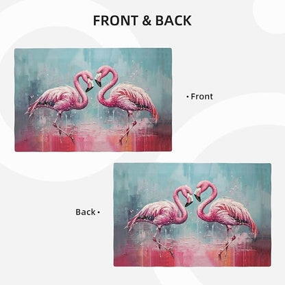 Pink Flamingo Placemats Set of 6 Washable Table Mats Modern Tropical Heat-Resistant Cotton Linen Place Mats for Dining Table Kitchen Indoor Outdoor Party Holiday Decor