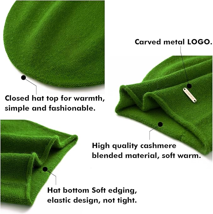 QUEENFUR Knit Slouchy Beanie Hats for Women Cashmere Ski Cap Knitted Wool Soft Warm Winter Hat