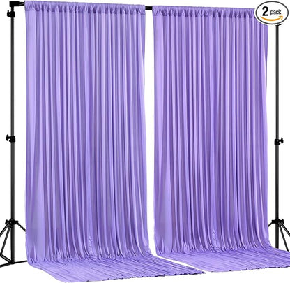 Lavender Backdrop Curtain 2 Panels-Wrinkle-Free Champagne Curtains Polyester Photography Drapes for Baby Shower Birthday Party Photo Background Backdrop Stand- 8 X10FT (Lavender)