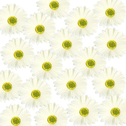 WILLBOND 24 Pieces Artificial Gerbera Daisies Flowers Fake Daisy Faux Boho Daisy Flowers Bouquet 15 in for Boho Birthday Decorations Wedding Home Decor (White)