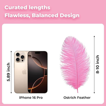 Piokio 20 pcs Pink Ostrich Feathers Plumes 8-10 inch(20-25 cm) Bulk for DIY Handmade Artwork and DIY Clothes, Feather Pens, Dream Catcher, Table Decoration.