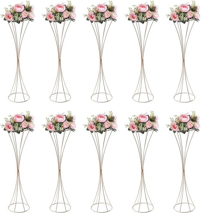 Metal Gold Vase, 10 Pcs Gold Centerpieces for Table Wedding 31.5in Tall Metal Trumpet Vase Wedding Vases Flower Stand for Tables, Home Decor, Party Decorations