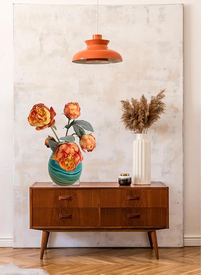 Fake Peonies 2 Bouquets Vintage Silk Peonies Flower 14 Heads Orange Artificial Flowers with Stems for Terracota Wedding Decoration Flowers Crafts Floral Arrangement (Orange)