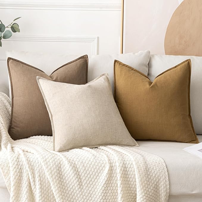 MIULEE Decorative Linen Lumbar Pillow Covers 12x20 Inch Khaki Boho Farmhouse Neutral Winter Couch Throw Pillows for Bed Pack of 2 Accent Modern Pillowcase Sofa Livingroom Home Decor