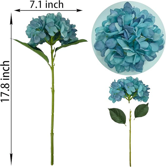 Blue Hydrangea Artificial Flowers,10 Pcs Faux Blue Hydrangea Flowers,Artificial Hydrangeas Flowers with Stems,Fake Hydrangeas,Silk Hydrangeas Flowers with Stems for Home Decor